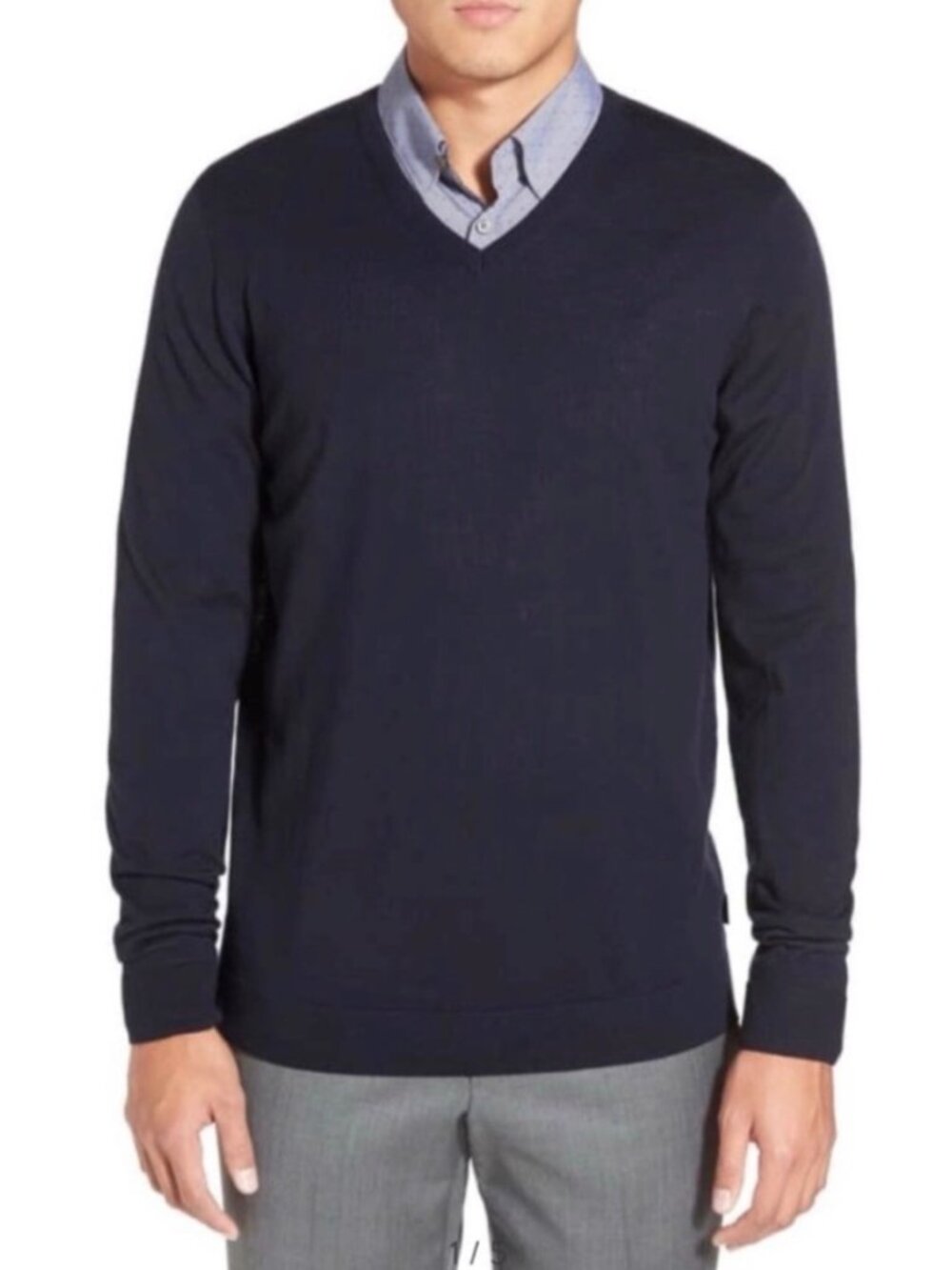 Ted Baker London Merino Wool V Neck Sweater Mens Medium Never Worn Navy Blue